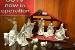 Collection of Hawthorn Village Silver Blessing Nativity Figurines
