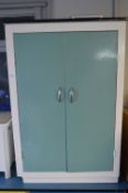 Painted Cupboard with Sloping Interior Shelves and a Linen Box