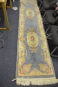 Floral Pattern Blue Ground Hall Rug 30