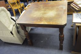 Oak Drawer Leaf Dining Table on Bulbous Legs