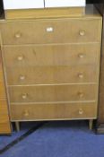 Light Oak Five Height Chest of Drawers