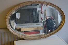 Gilt Framed Oval Bevelled Edge Wall Mirror