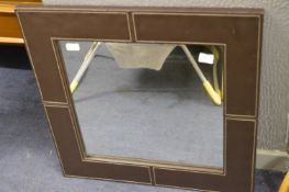Brown Leather Framed Wall Mirror