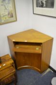 Teak Effect Corner Desk Cupboard