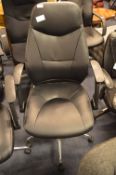 *Black Leatherette & Chrome Office Armchairs
