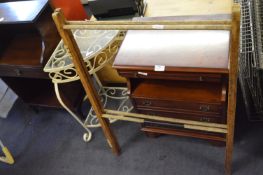 Rosewood Effect Side Cabinet, Wrought Metal Corner Stand and a Clothes Rail