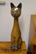 Large Ornamental Wooden Cat