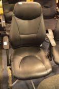 *Black Leatherette & Chrome Office Armchairs