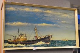 Oil on Board Hull Trawler 