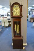 Mahogany Framed Grandfather Clock with Brass Face