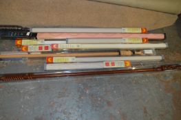 Two Wood Curtain Poles and Nine Roller Blinds