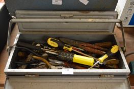 Silver Toolbox Containing Assorted Hand Tools; Screwdrivers, Spanners, etc.