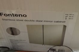 *Fonteno Stainless Steel Double Door Mirrored Cabinet