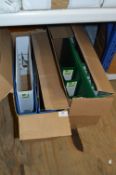 *Six Blue, Two White and Seven Green Lever Arch Folders