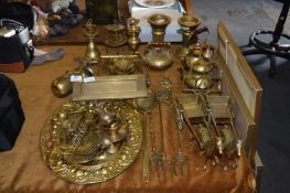 Selection of Brassware; Ornaments, Toasting Forks,