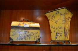 Decorative Pottery Jewellery Casket and Large Vase