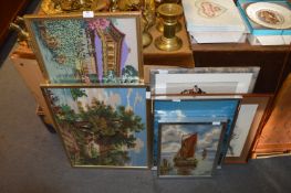 Eight Assorted Framed Woolwork Pictures