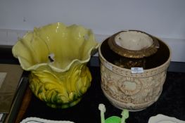 Two Bretby Jardinieres and a Gilt Painted Vase