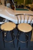 Pair of Chrome High Back Barstools