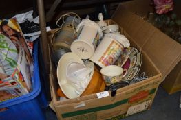 Box of Decorative Plates, Part Tea Set, CLock, Fru