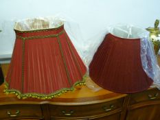 Two Burgundy Standard Lamp Shades