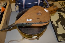 Oak Fire Bellows and Brass Coal Bucket
