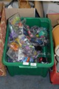 Box Containing McDonalds Toys and Matchbox Diecast Vehicles
