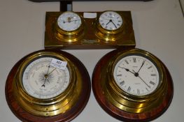 Brass Cased Barometer, Metamec Clock, etc.
