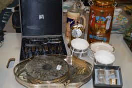 Table Lot; Silver Plated Tray and Coasters, Teawar