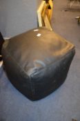 Black Leather Pouffe Cushion