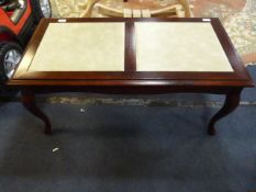 Dark Walnut Coffee Table with Leather Inlet Top