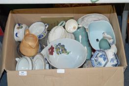 Box Containing Pottery, Part Tea Set, Teapots, Fruit Bowls, etc.