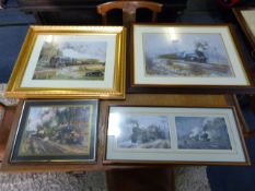 Four Railway Engine Prints