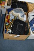 Box Containing Table Lamp, Cash Box, Dumbbell Weights, Stationery, etc.