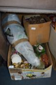 Box Containing Christmas Decorations; Pine Cones,