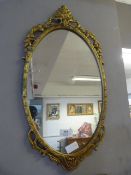 Gilt Oval Framed Wall Mirror