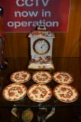 Masons Red Mandalay Clock and Six Coasters