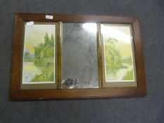 Oak Framed Mirror with Print Panels
