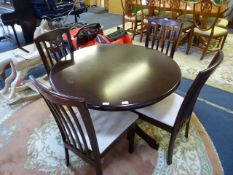 Rosewood Effect Circular Dining Table and Four Sla