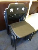 Set of Six Black Plastic Stacking Chairs