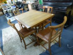 Oak Drawer Leaf Dining Table on Bulbous Legs