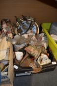 Box of Ornaments, Glassware, Part Tea Set, Decorat