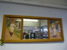 Pine Framed Mirror with Print Panels