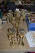 Silver Plate and Brass Candelabra