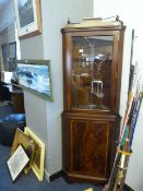 Mahogany Corner Display Unit with Glazed Door