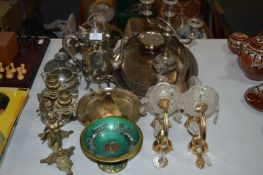 Table Lot of Silver Plated Ware; Trays, Tea Set, B
