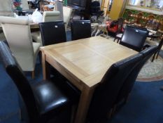 Light Oak Effect Extending Dining Table with Six B