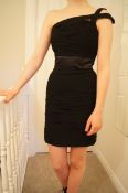 Black Ruched One Shoulder Cocktail Dress Size 10