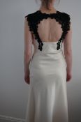 Ivory Full Length Gown with Black Lace Top Size 12