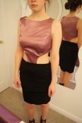 Black and Pink Cocktail Dress with Cut Away Top, S